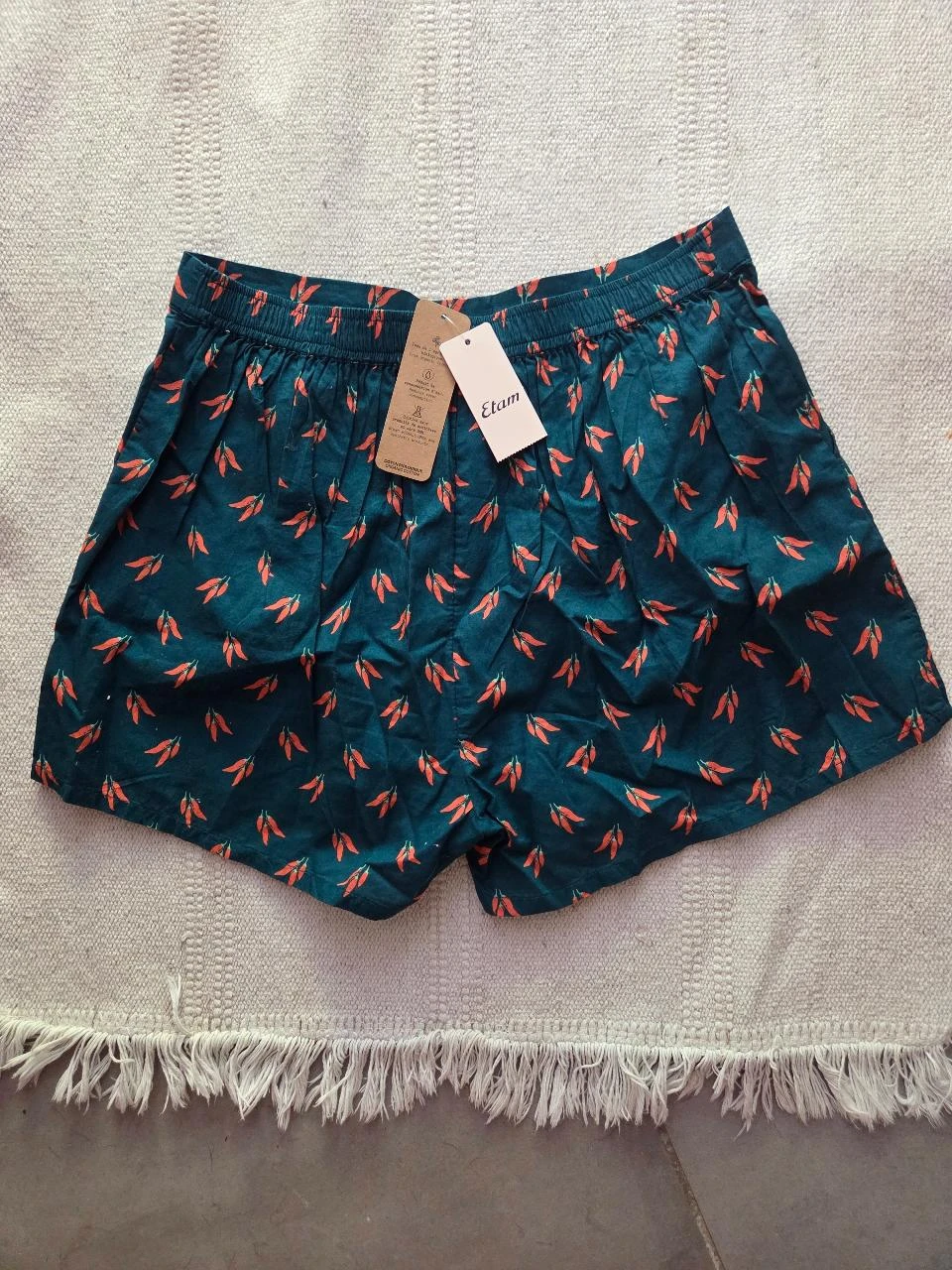 Short de pijama verde oscuro con estampado de pimientos • Etam • Talla XS • Nuevo – photo 4